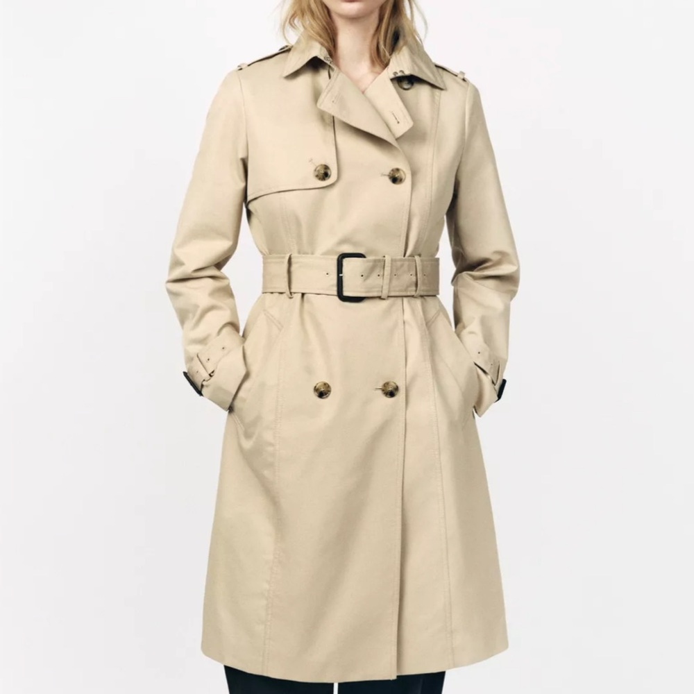 LAST CHANCE Zara 2025 Classic Beige Double-Breasted Belted Trench Coat NWT